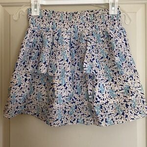 Sundays Indy Cotton Smocked Skirt Ditzy Floral Indigo Bloom Blue White Size XS